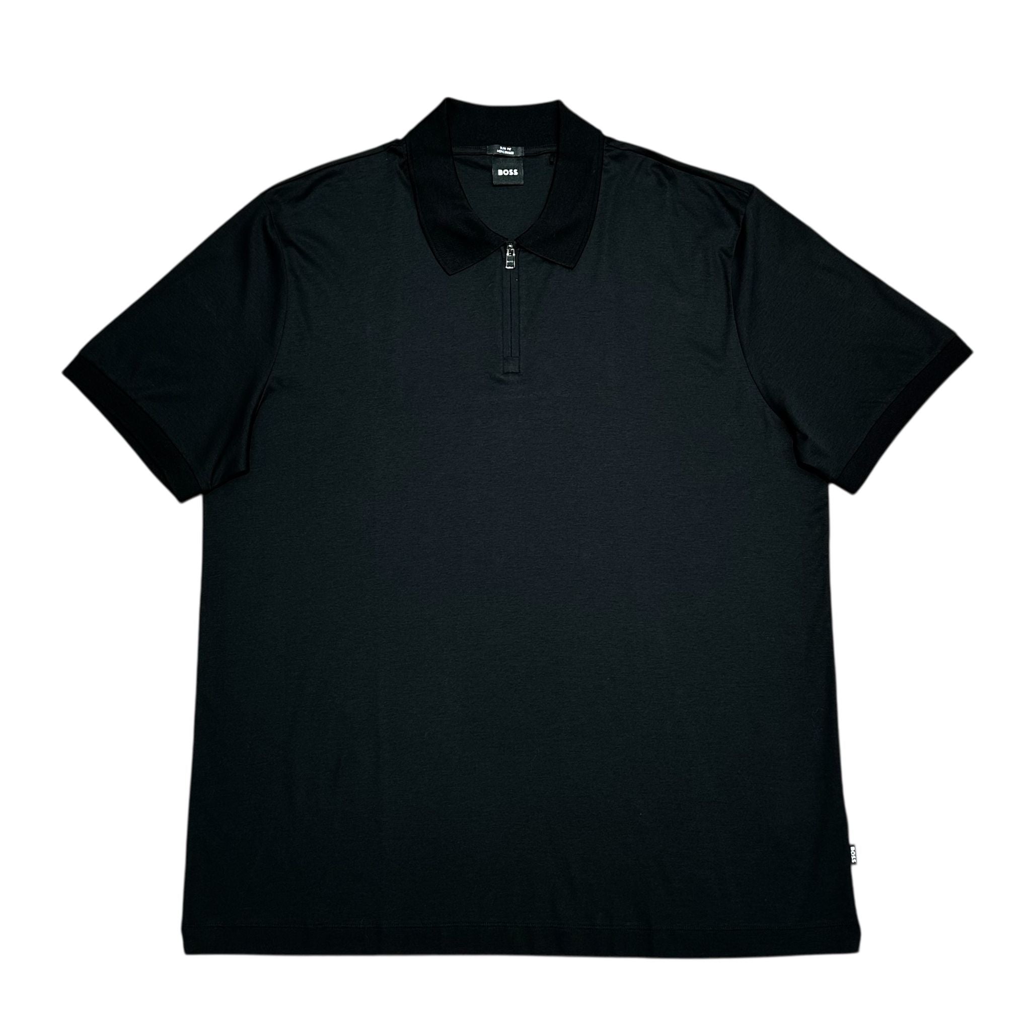Big & Tall Boss Black 1/4 Zip Regular Fit Polo Shirt