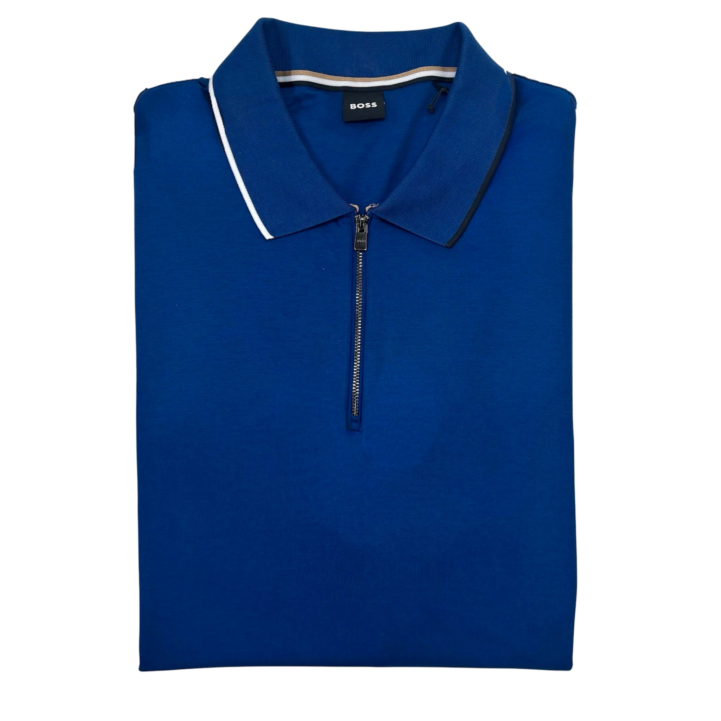 Big & Tall Boss Black 1/4 Zip Polo Shirt