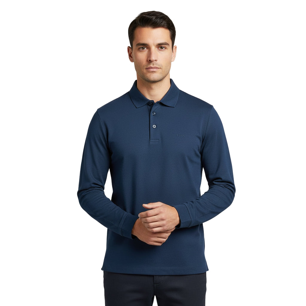 Boss Black Regular Fit Long Sleeve Polo Shirt