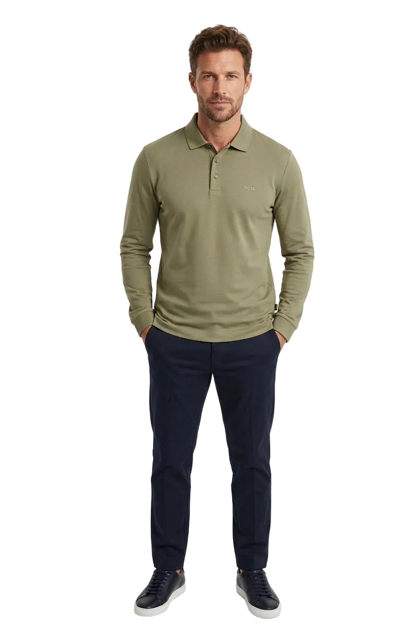 Boss Black Regular Fit Long Sleeve Polo Shirt