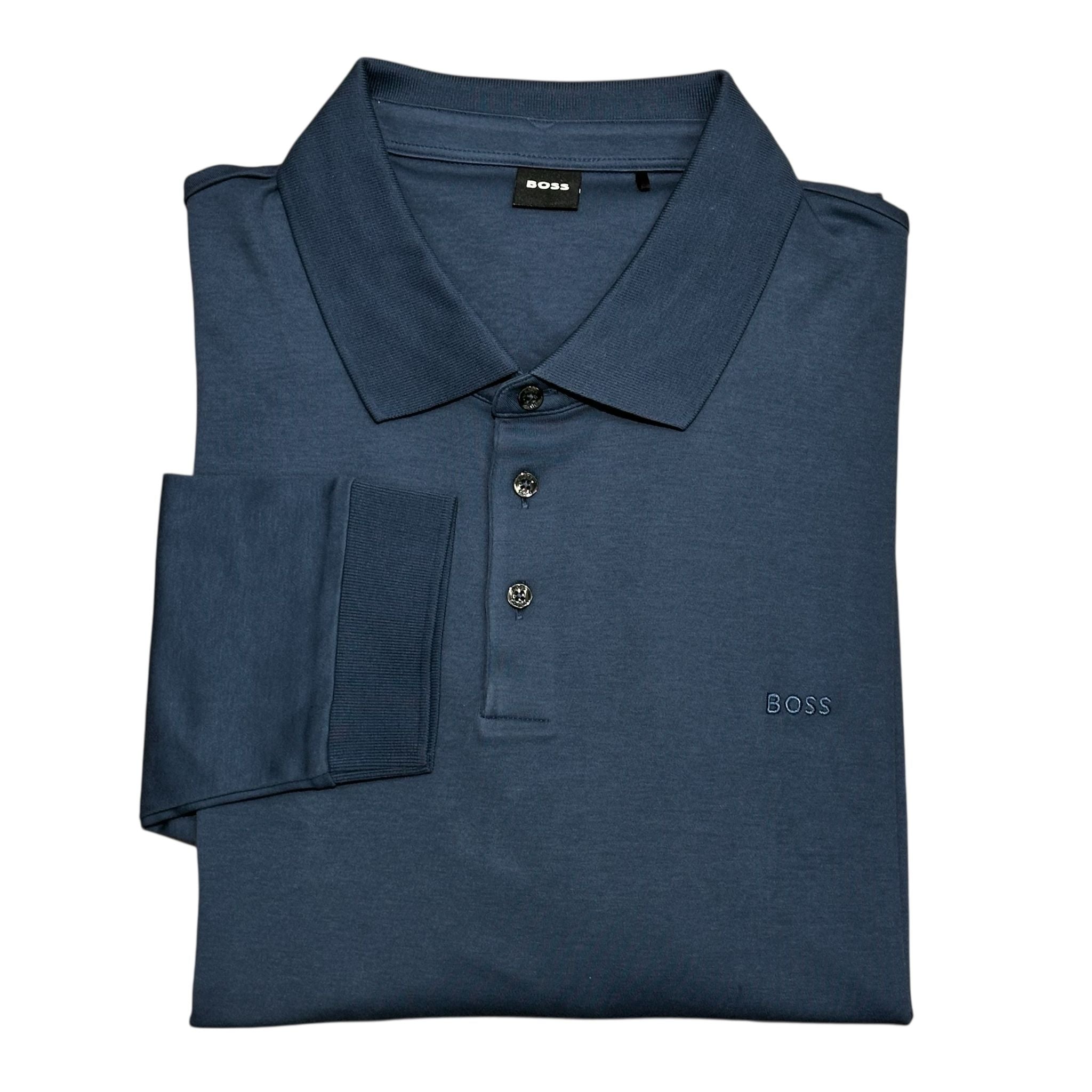 Big & Tall Boss Black Regular Fit Long Sleeve Polo Shirt