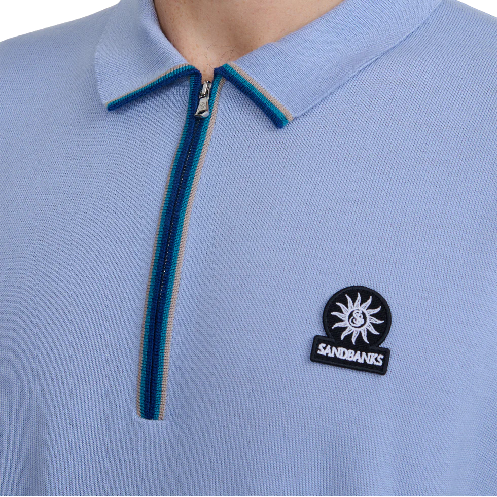 Sandbanks Regular Fit 1/4 Zip Knitted Polo Shirt