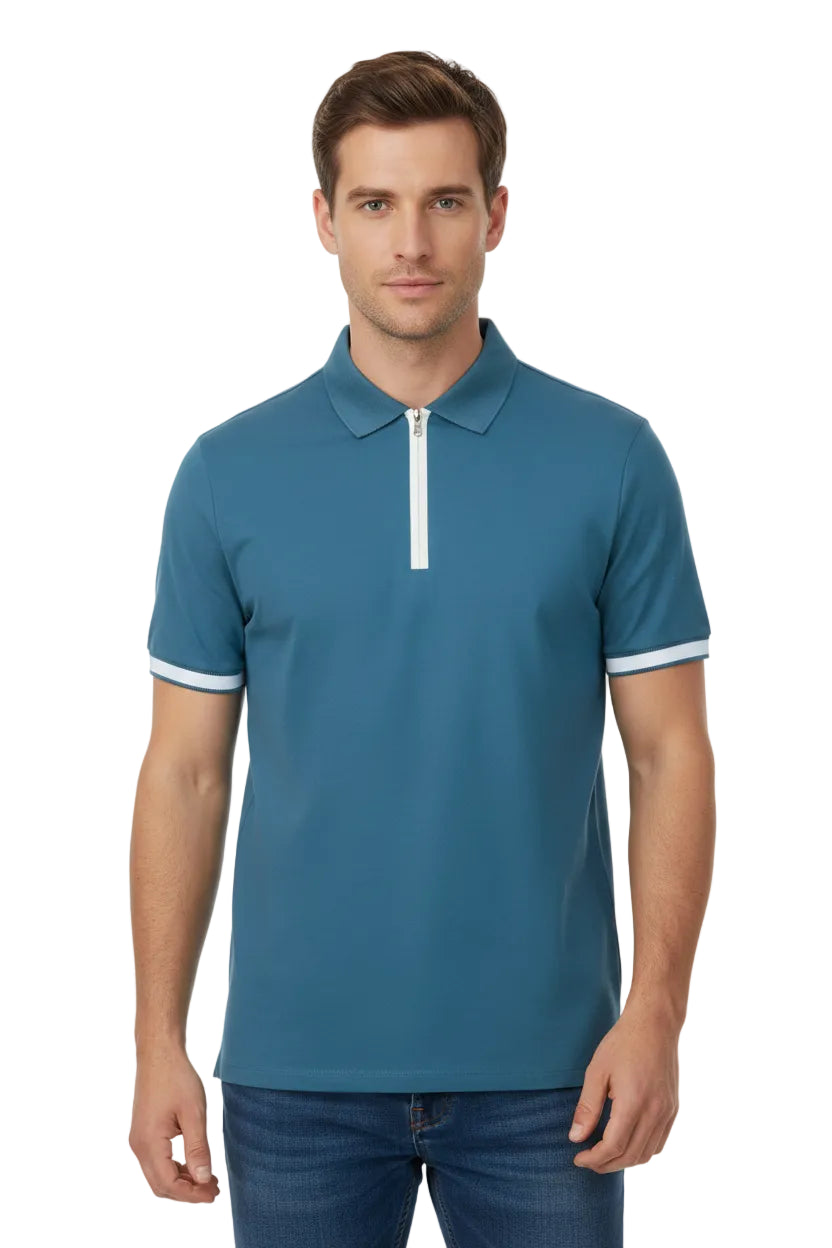 Sandbanks Regular Fit 1/4 Zip Polo Shirt