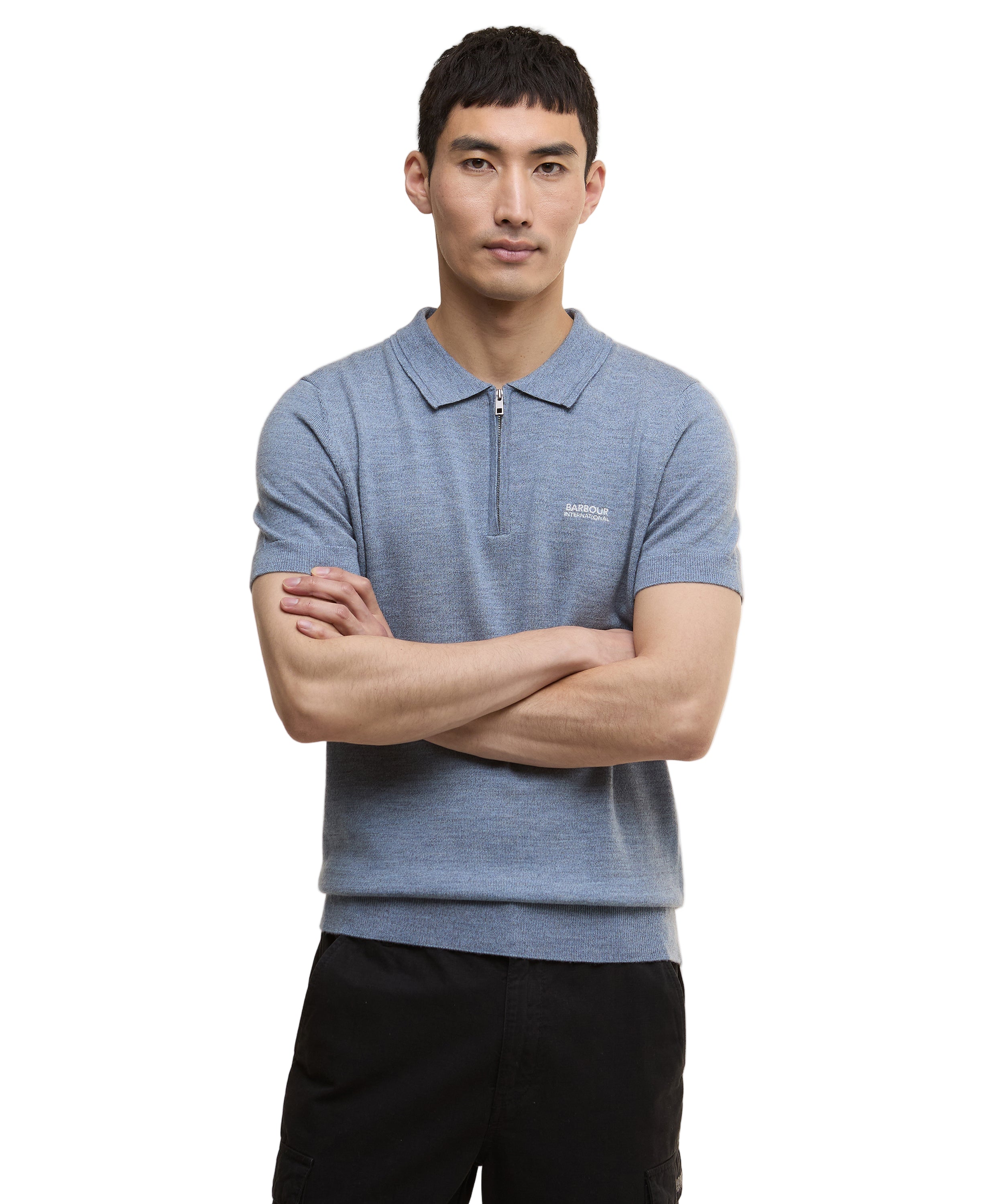Barbour International 1/4 Zip Knitted Polo Shirt