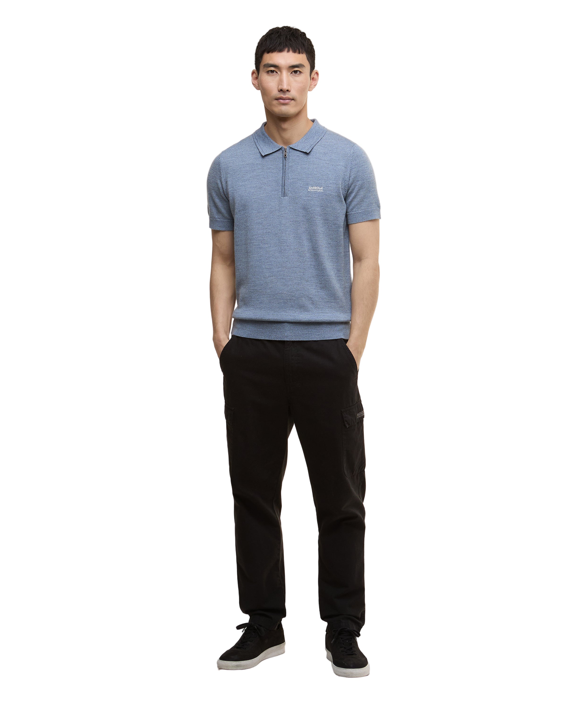 Barbour International 1/4 Zip Knitted Polo Shirt