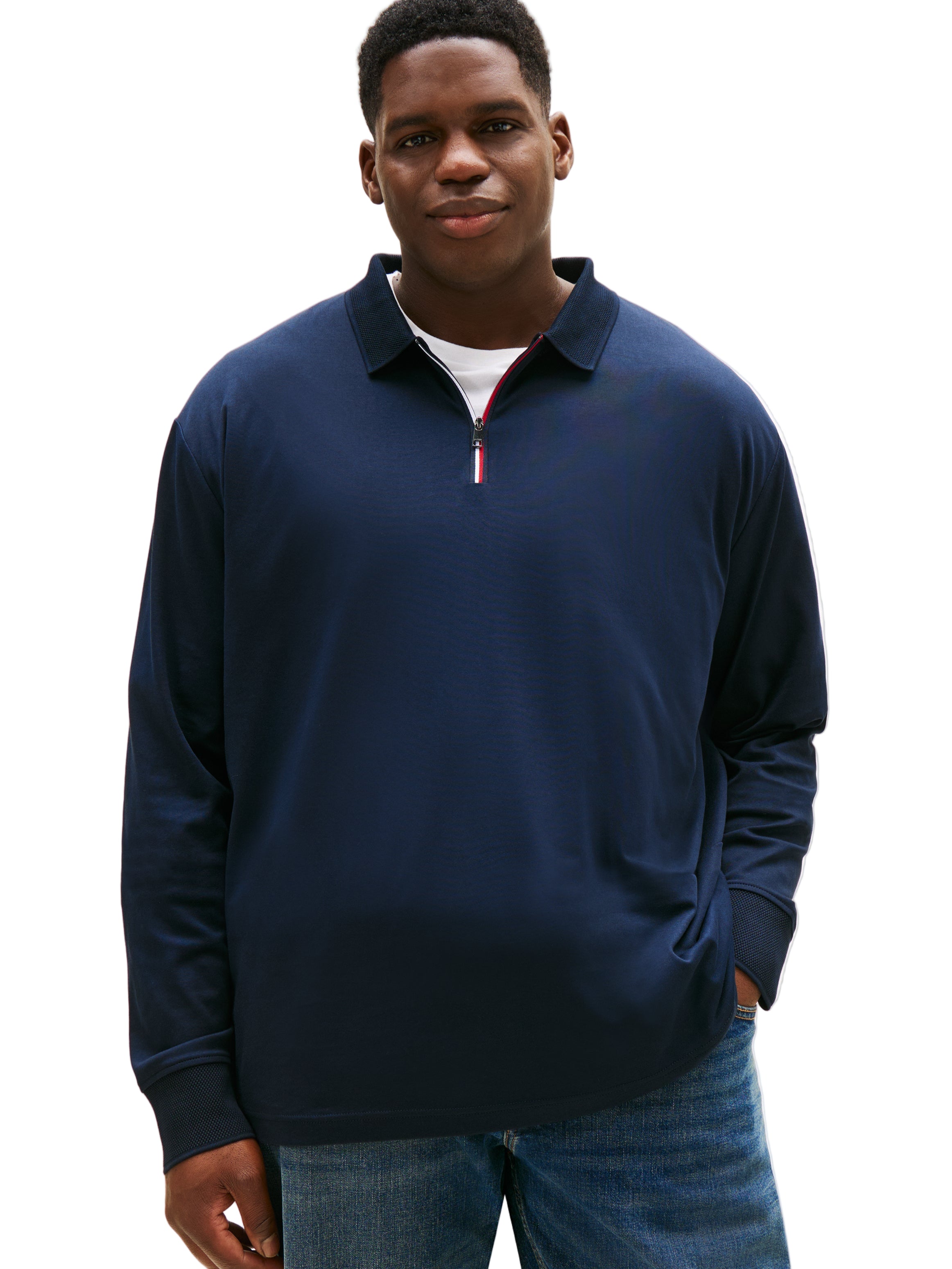 Big & Tall Tommy Hilfiger Regular Fit 1/4 Zip Long Sleeve Polo Shirt