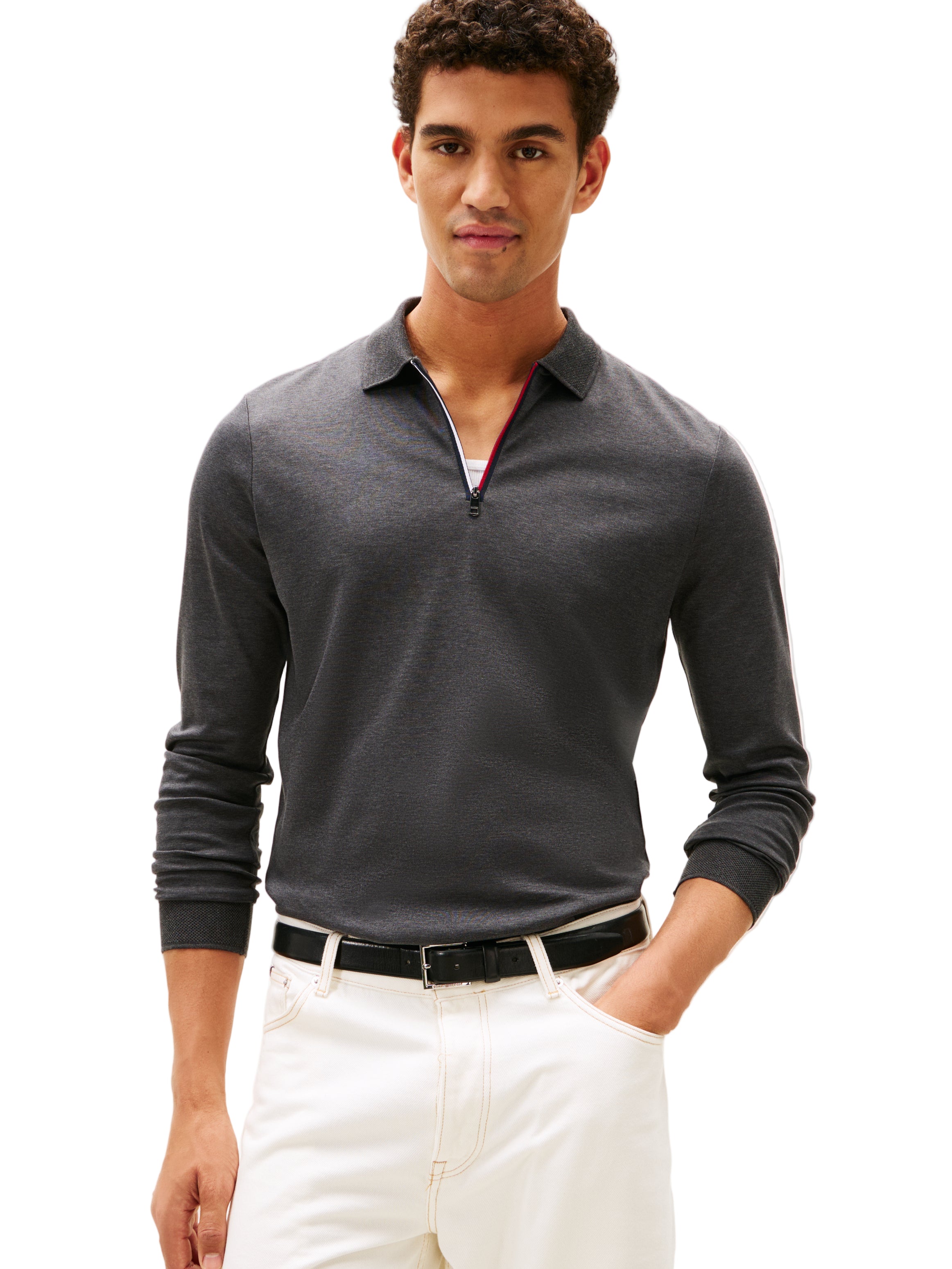 Tommy Hilfiger Regular Fit 1/4 Zip Long Sleeve Polo Shirt