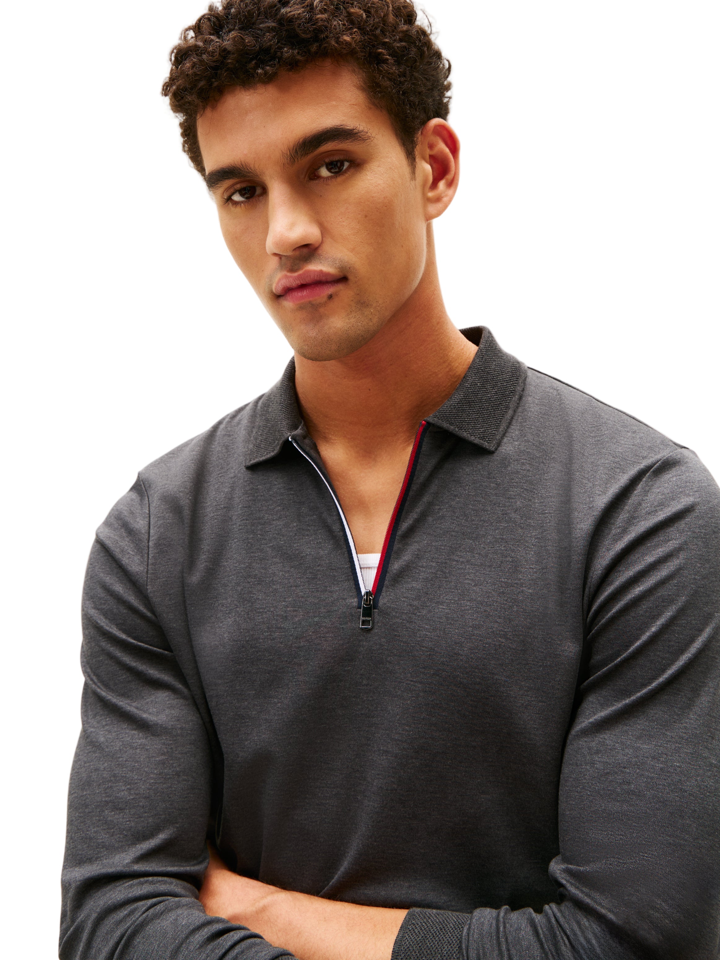 Tommy Hilfiger Regular Fit 1/4 Zip Long Sleeve Polo Shirt